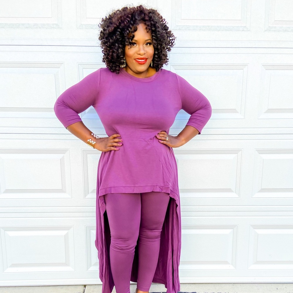 Hi-low top/leggings set (Plus)